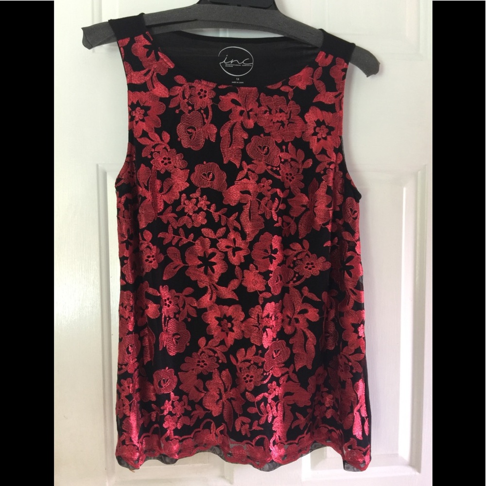 Nice Red and black sleeveless blouse by “INC”